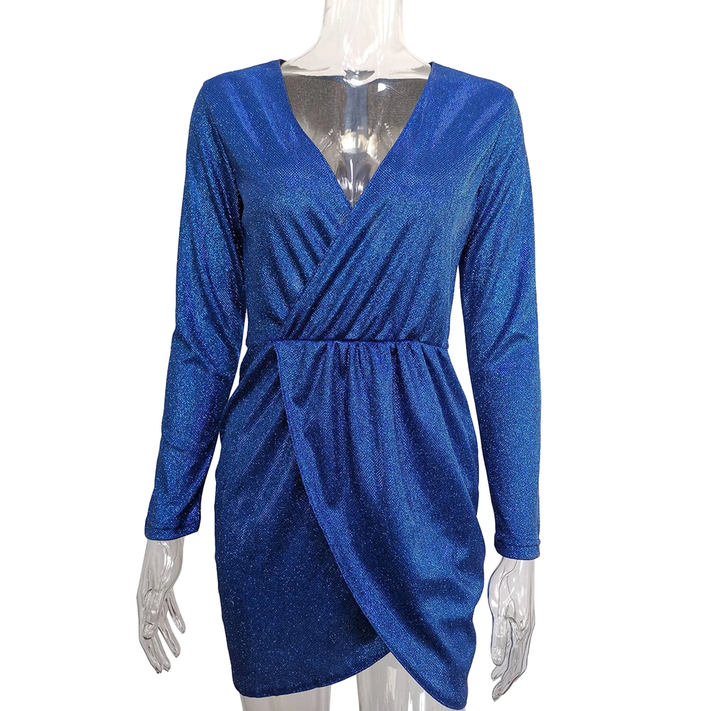 Размера плюс Обёрточная бумага Для женщин пикантные блестящие короткие вечерние