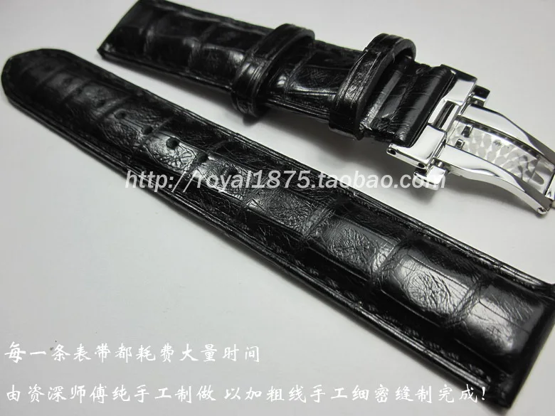 19mm20mm 21mm Handmade Quality Black Brown Crocodile leather Retro watch strap Butterfly buckle Watchband Watch band Accessories