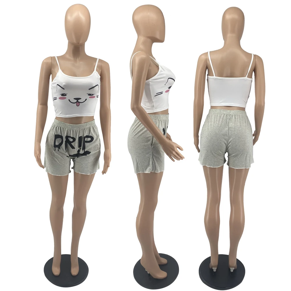 

Letter Printed Harajuku Sport Workout Short Pant Women Grey Elastic Waist Running Short Bottom Hip Hop Activewear Loose Shorts