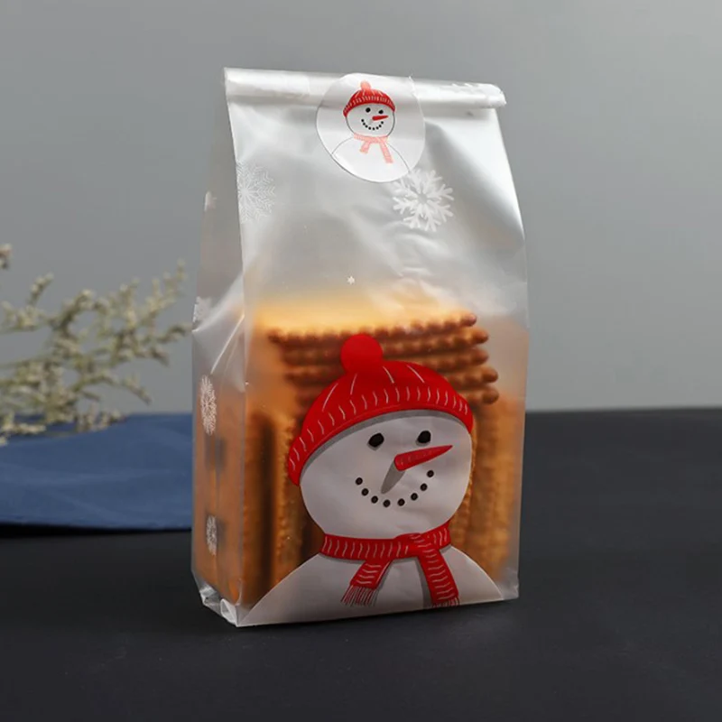 

Merry Christmas Baking Packaging Bags 50pcs/lot Cartoon Christmas Santa Claus Snowman Snack Candy Bag Cookies Candy Storage Bag