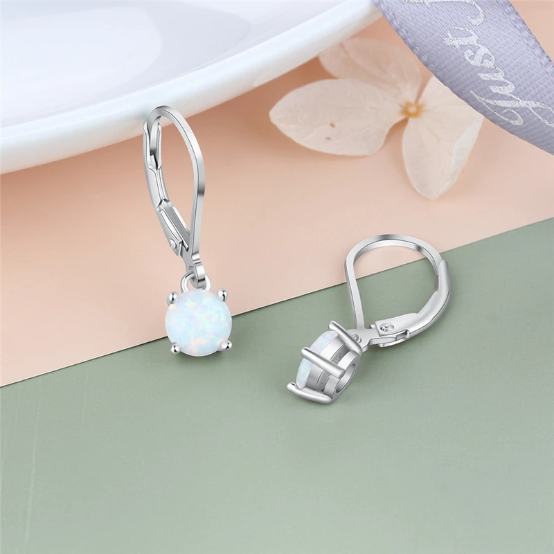 

Ailodo Luxury 925 Sterling Silver Earrings For Women Fashion Opal Dangle Earrings Party Wedding Fine Jewelry Girls Gift 20MAR53