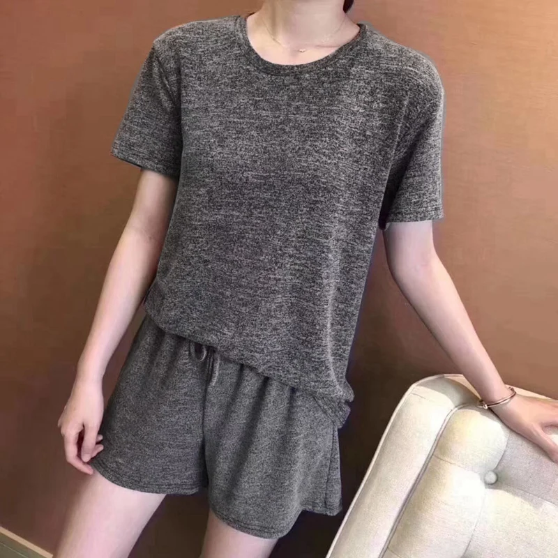 Casual Suit Ladies Cotton and Linen Sexy Pajamas T-Shirt Shirt Trousers Shorts 3 Pieces / Set of | Женская одежда