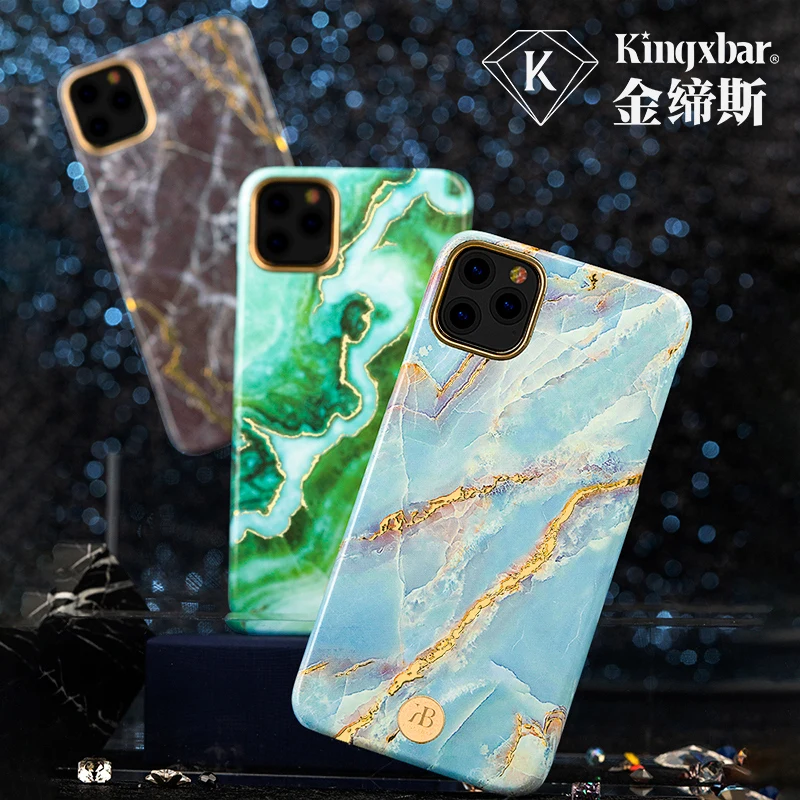 

Глянцевый мраморный чехол с покрытием для iPhone 11 Pro Max/11/11 Pro, задняя крышка, роскошный ударопрочный жесткий чехол, индивидуальный Kingxbar