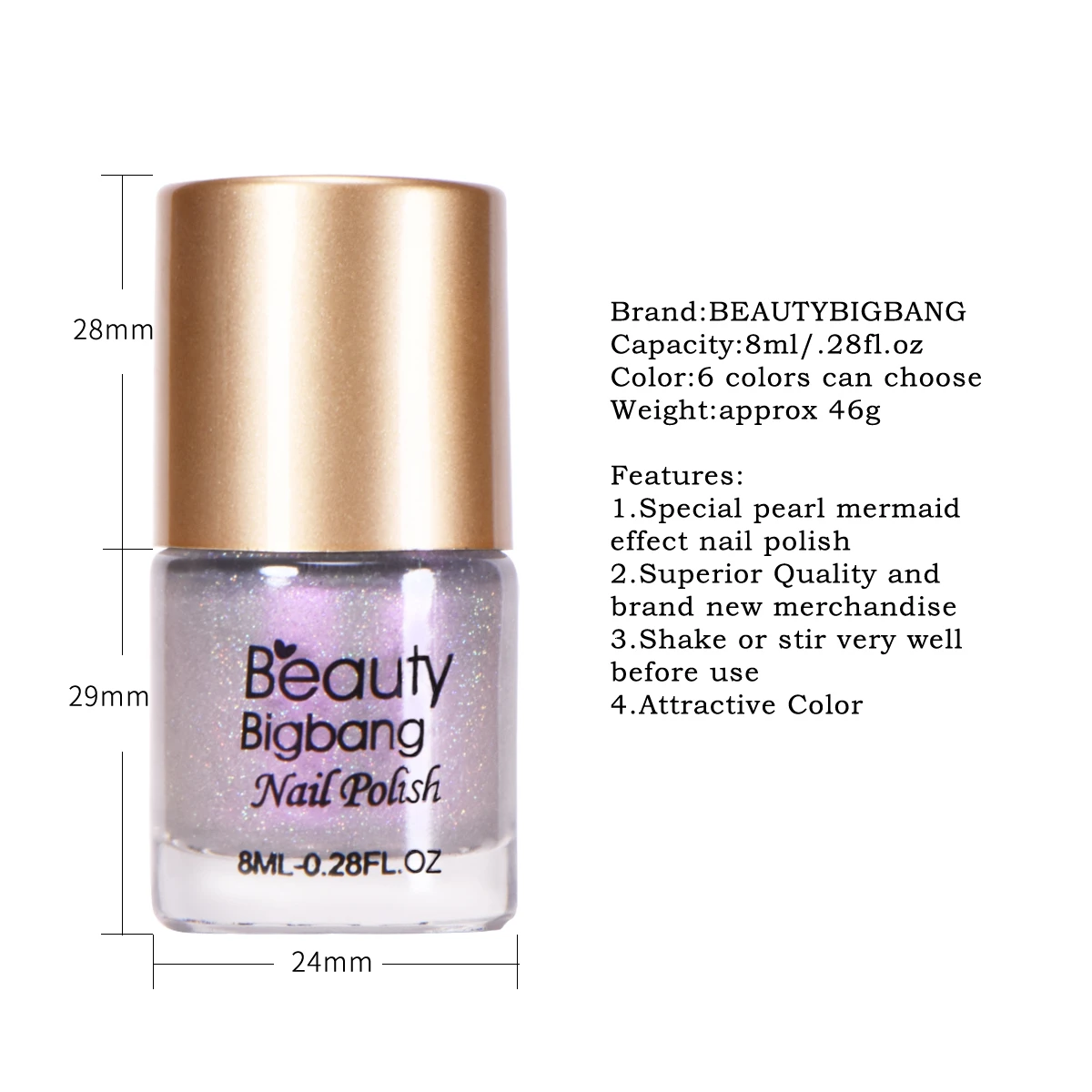 Beauty Big Bang 8 мл Лак для ногтей жемчужный Русалка Синий Розовый лак для ногтей лак для маникюра