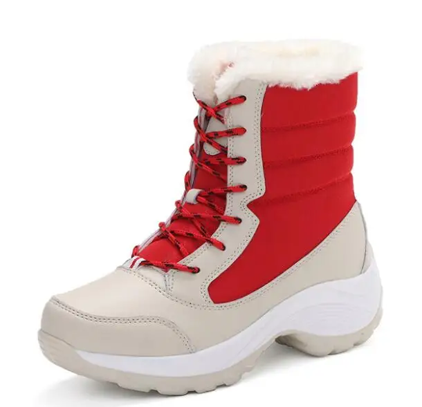 Женские высокие ботинки для снежной погоды водонепроницаемые из хлопка теплые