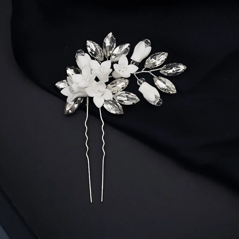 Керамическая заколка для волос с кристаллами и жемчугом|Украшения волос| |