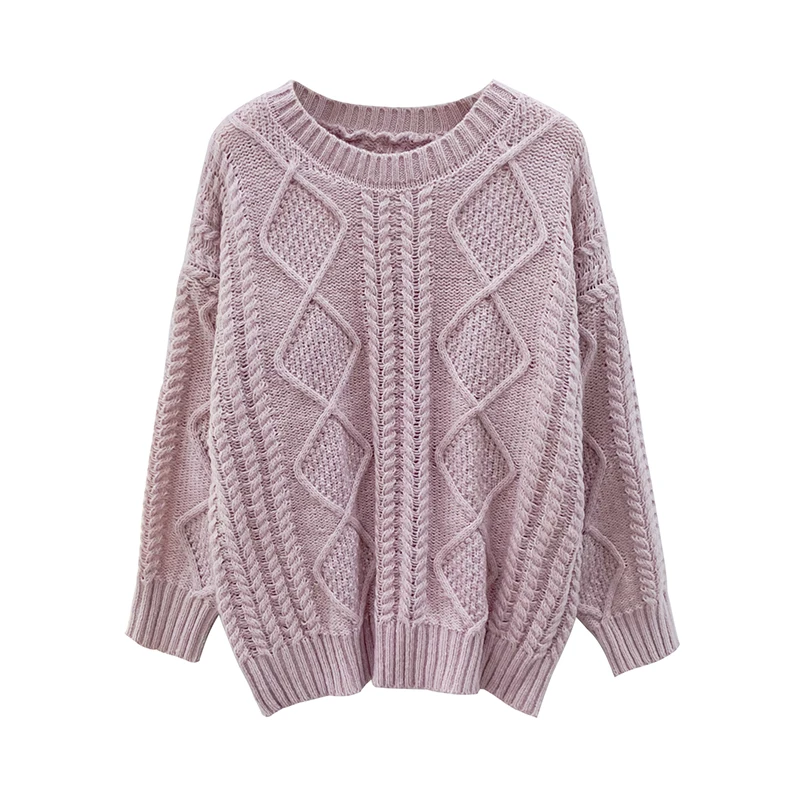 

Twisted Knitted Warm Fresh Pullover Sweater Women 2021 Spring O-neck Full Sleeve Loose Solid Female Korean Jumpers Tops Mujer