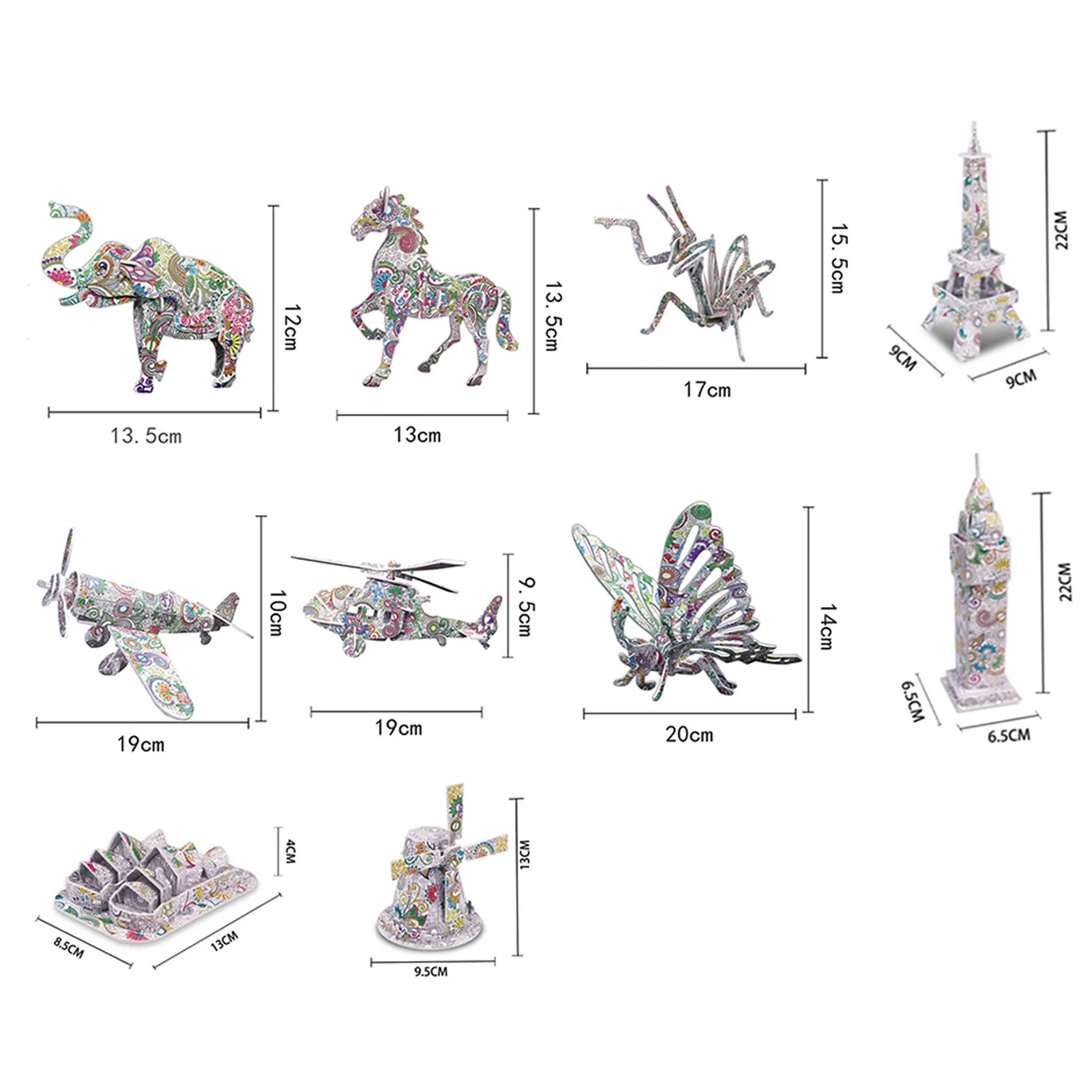 

3D Coloring Puzzle Set Art Painting 3D Puzzles Kids Different Patterns Swan Airplane Windmill Craft Puzzles For Leisure