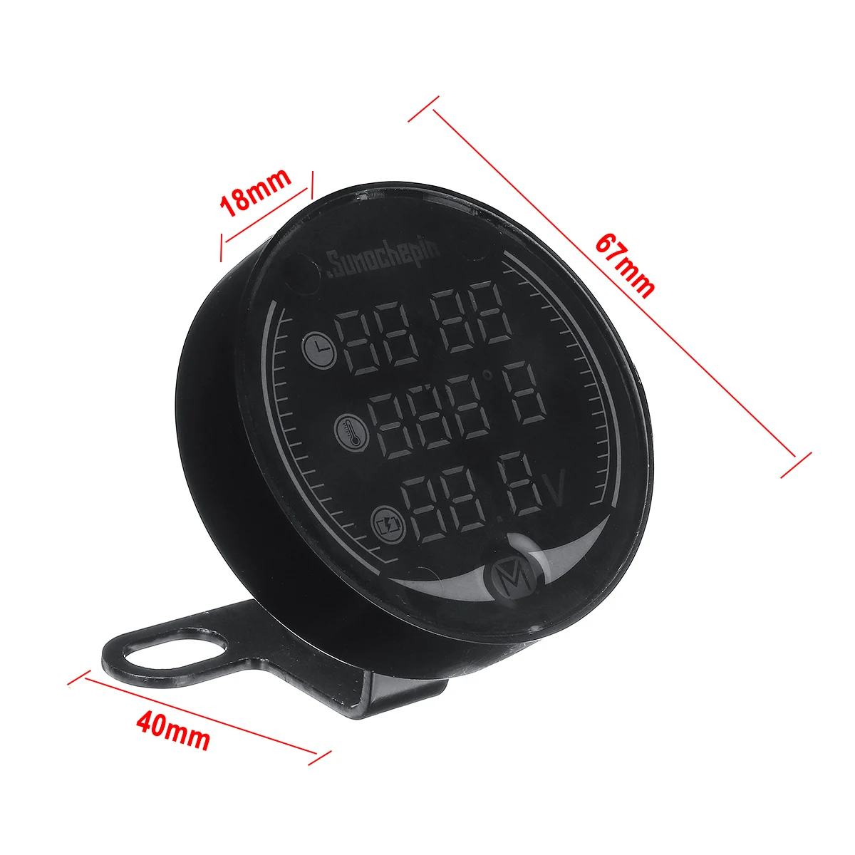 

LED 5-in-1 9V-24V Night Vision USB Charger Time Water Temperature Voltage Display Meter Gauge For Automobile Motorcycle UTV ATV