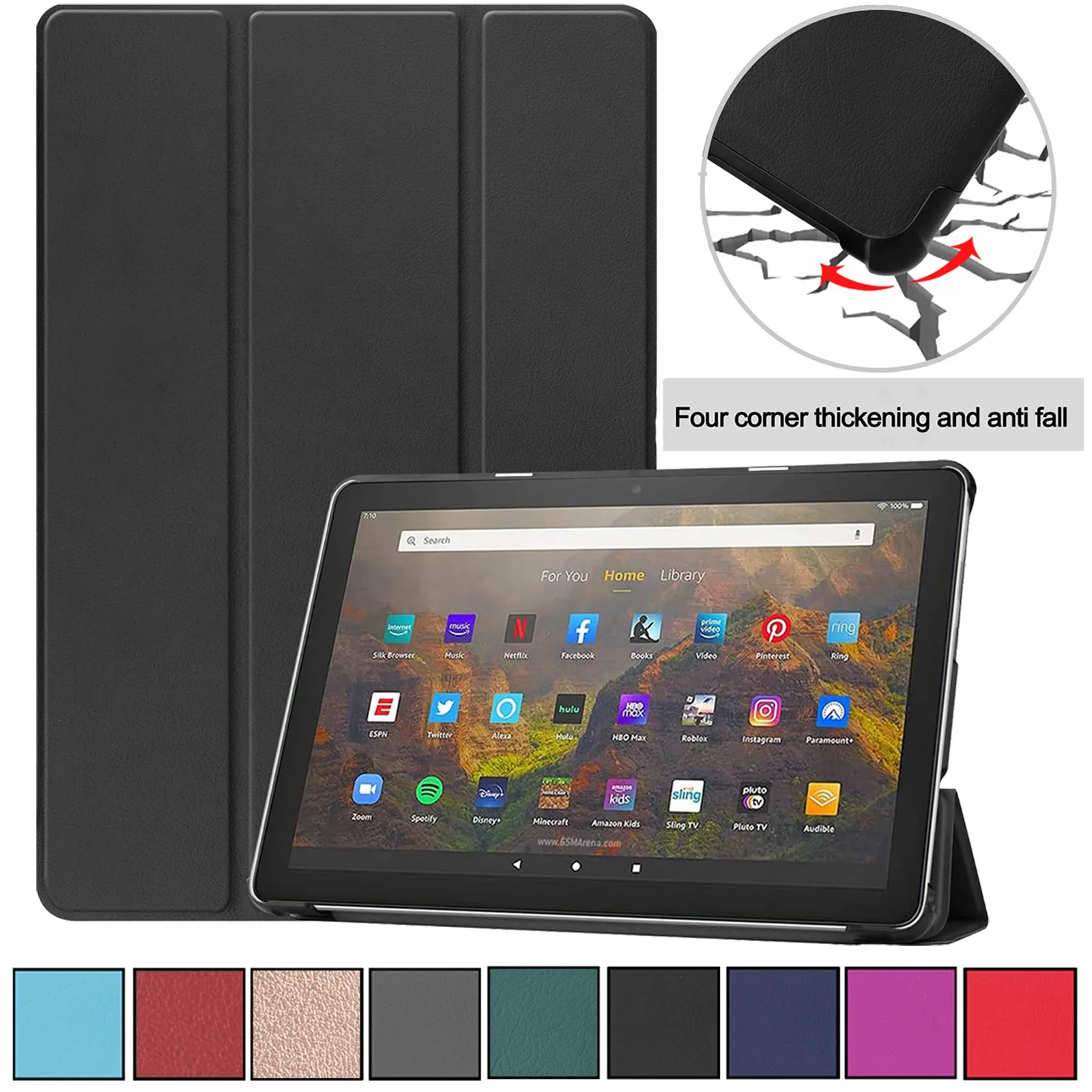 Кожаный чехол для планшета Kindle Fire HD 10 2021 защитный противоударный тонкий легкий