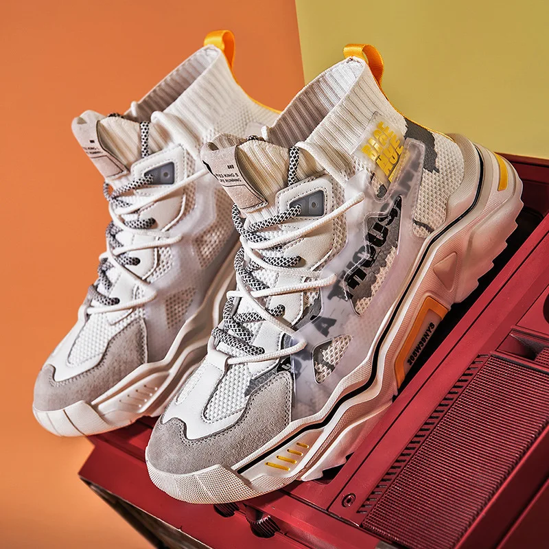 

Мужские кроссовки для бега, сетчатые дышащие кроссовки для улицы и занятий спортом, светоотражающие высокие кроссовки для помещений, обувь ...