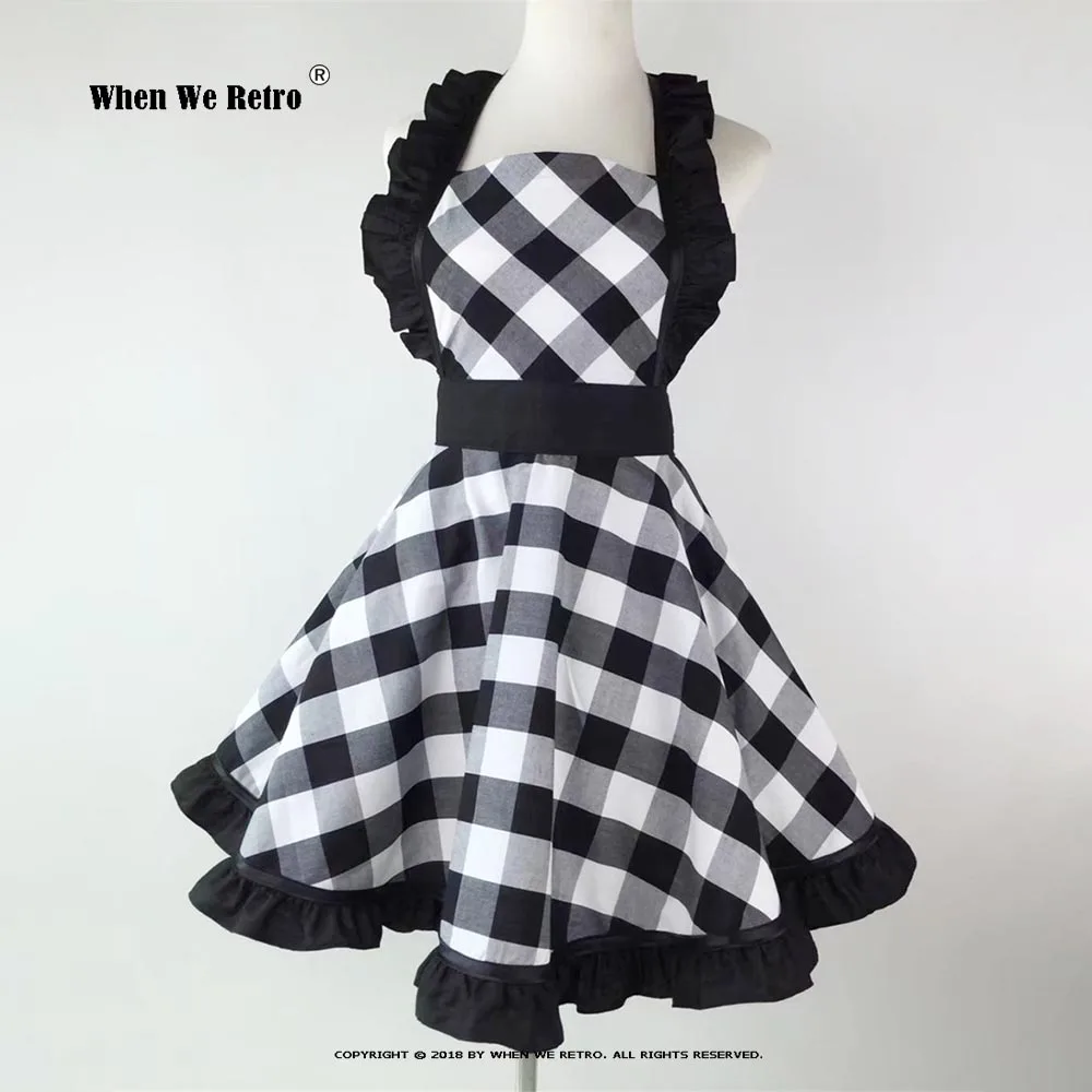 Винтажный хлопковый фартук в стиле ретро SP1562 кухонные фартуки на шнуровке с