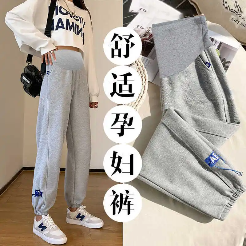 

Spring Thin Maternity Pants High Waist Belly Straight Pants Clothes for Pregnant Women Sports Casual Preganncy Trousers
