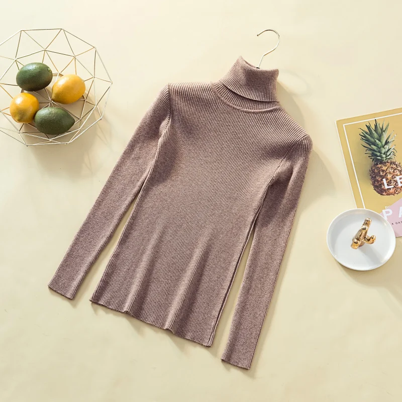 On sale 2019 autumn winter Women Knitted Turtleneck Sweater Casual Soft polo-neck Jumper Fashion Slim Femme Elasticity Pullovers | Женская