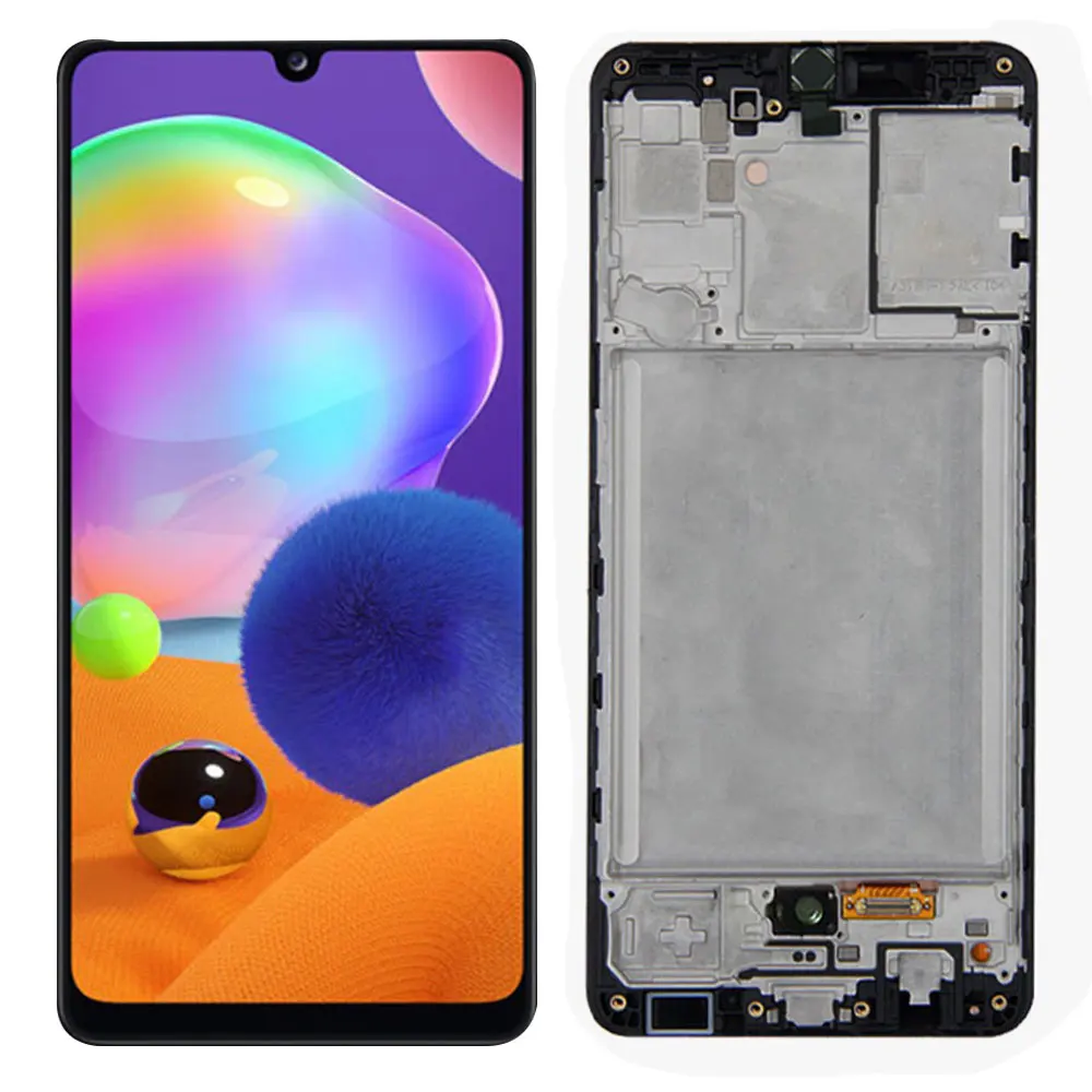 Pantalla LCD AMOLED 100% Original para m&oacute;vil, montaje de digitalizador con marco trasero, para Samsung Galaxy A31, A315, A315F, 6,4-2