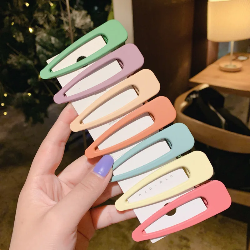

7pcs New lovely Multi-color Resin Frosted hairpin geometric clip Duckbill Barrettes Wild Women Girls Hair Accessories Headdress