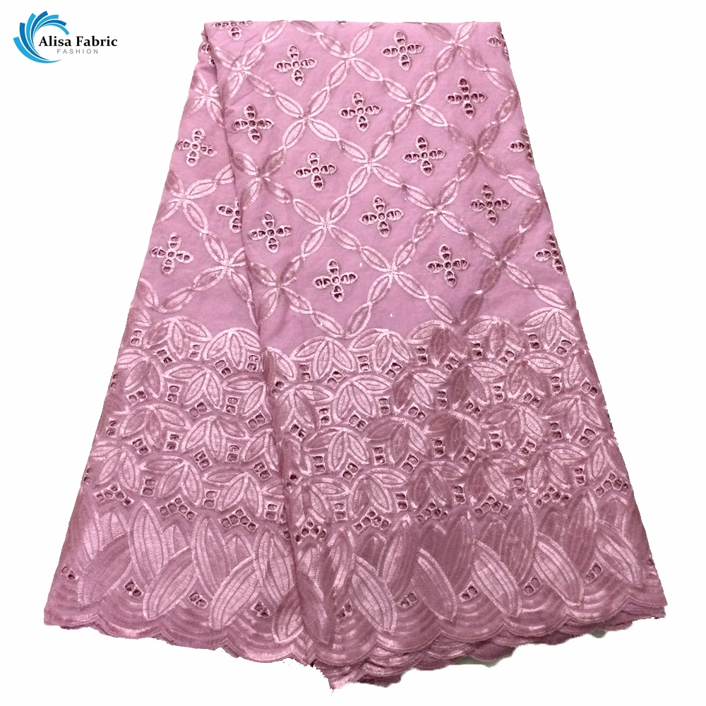 

Latest Heavy Embroidery With Stones Dry Lace Fabric 2021 High Quality Lace Swiss African Puch hole Cotton Lace Fabric For Women