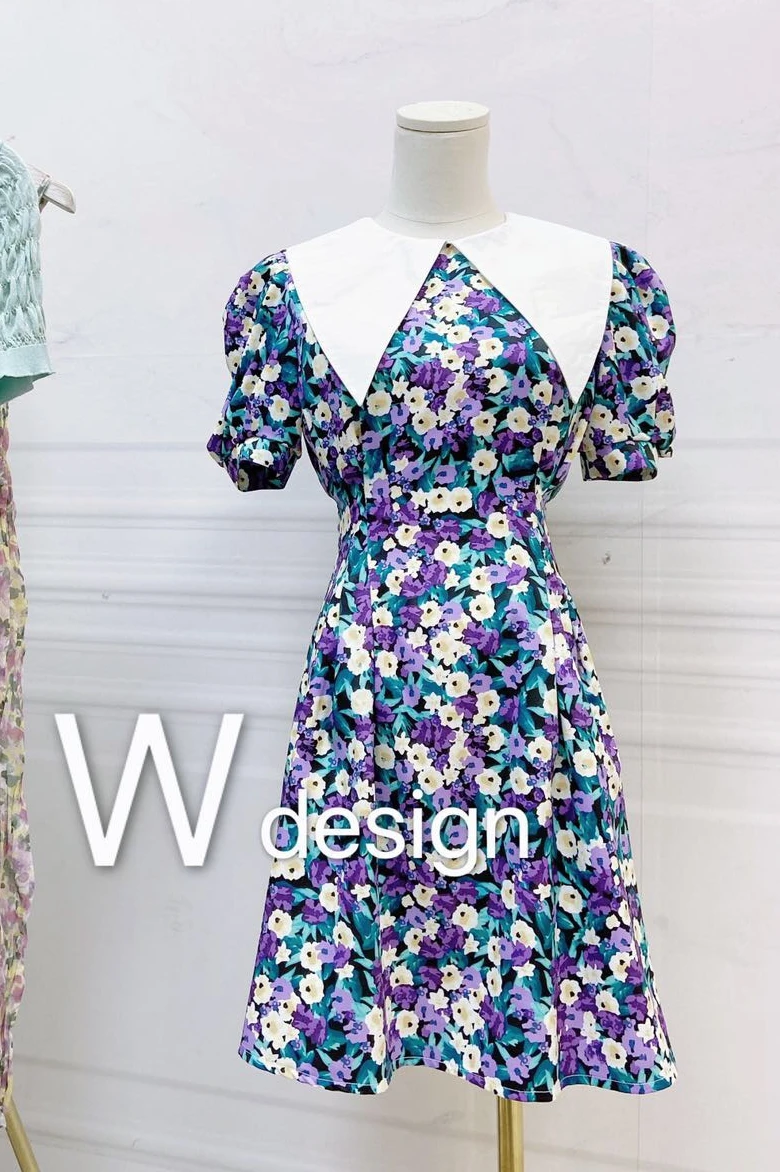 

ZOSOL Peter Pan Collar Floral-Print Short-sleeve Dress Women's 2020 New Style Korean-style Slimming Dress