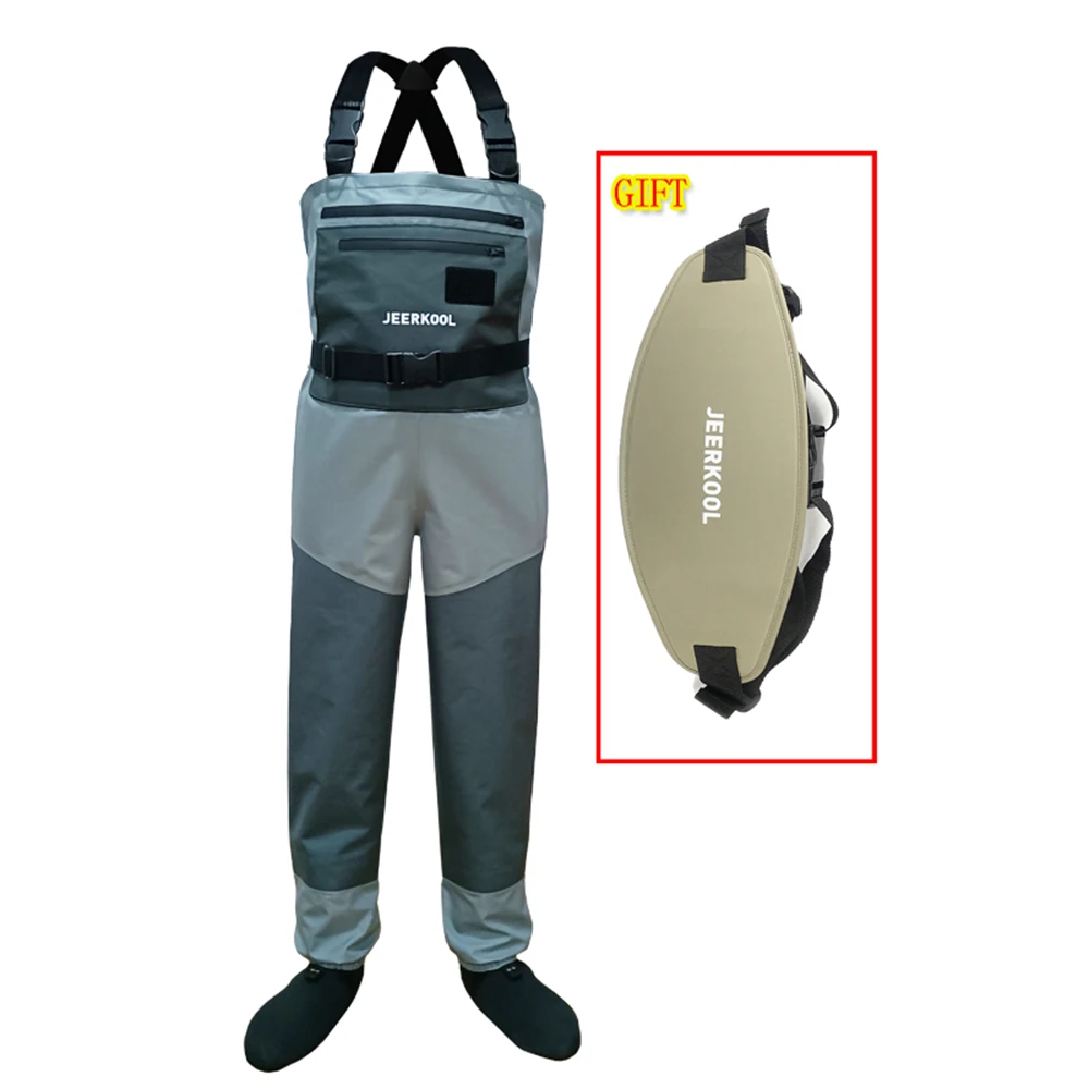 

Fly Fishing Waders 5 Layers Fish Wading Pants Original JEERKOOL Chest Overalls Waterproof Clothes Soft Waders Breathable Boot