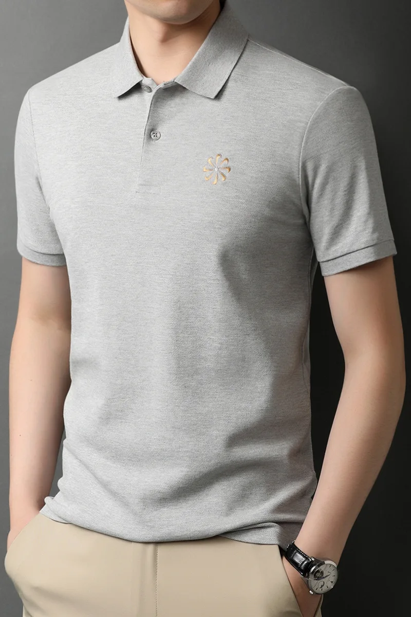 

High end 2021 summer new pure cotton t-shirt men's short sleeve polo shirt Lapel business casual top