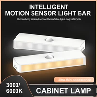led cabinet light wireless motion sensor usb ultra thin rechargeable night light light bar for bedroom cabinet wardrobe stairs