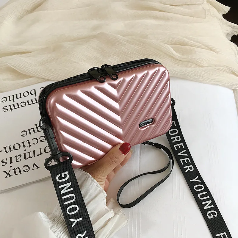 

INS Bag Women's 2019 New Mini Luggage Small Bag Korean Style Student Wide Shoulder Strap Shoulder Crossbody Box Bag
