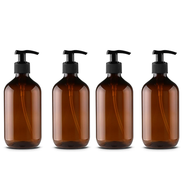 4Pcs New 500Ml Pump Bottle Makeup Bathroom Liquid Shampoo Bottle Travel Dispenser Bottle Container for Soap Shower Gel