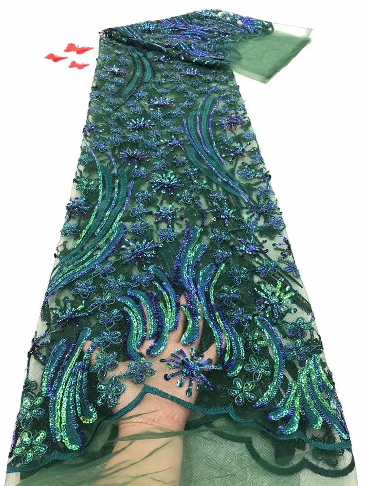 

purple Sequins Tulle Lace African Lace Fabric 2020 Beautiful High Quality French Mesh Lace Fabrics 5 Yards For Wedding dress