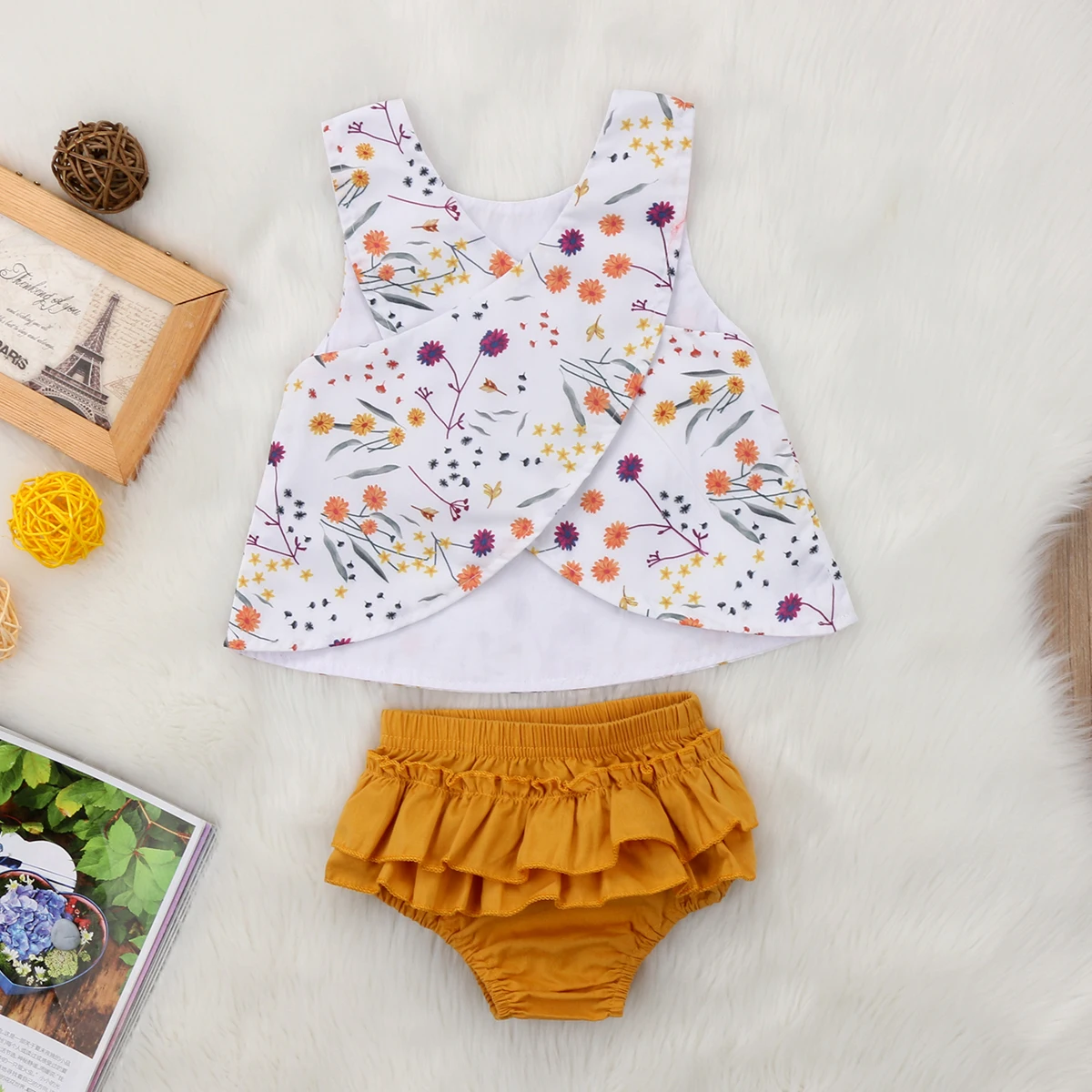 

Toddler Infant Baby Girls Floral Summer Print T-shirt Tops And Shorts Pants Outfit Clothes