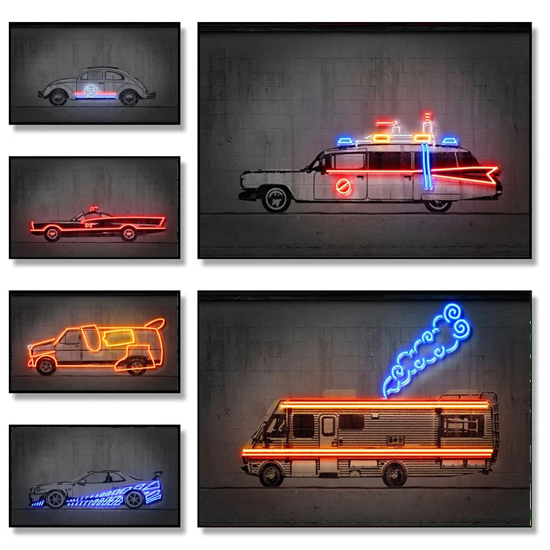 Автомобиль Улица граффити настенный художественный принт плакаты Назад в