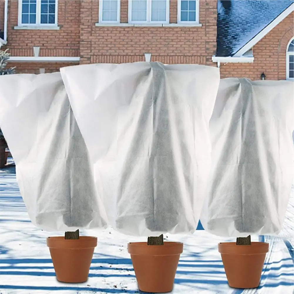

Drawstring Winter Frost Cover Wide Application Non Woven Fabric Warm Plant Protection Cover Bag for Home