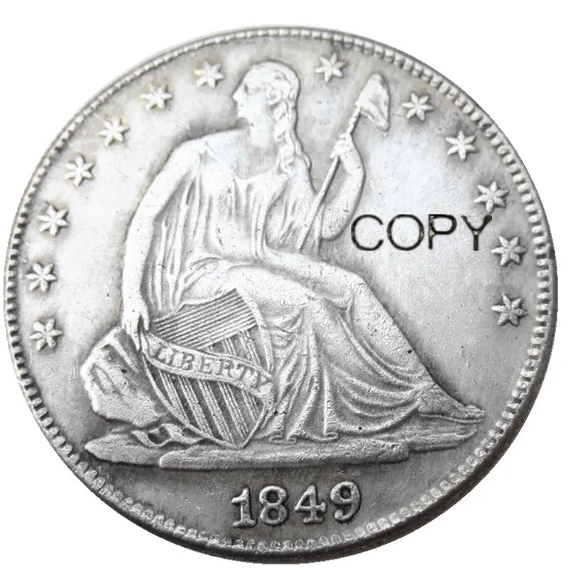 

США 1849 P/O Liberty сидя половина доллара Посеребренная копия монет