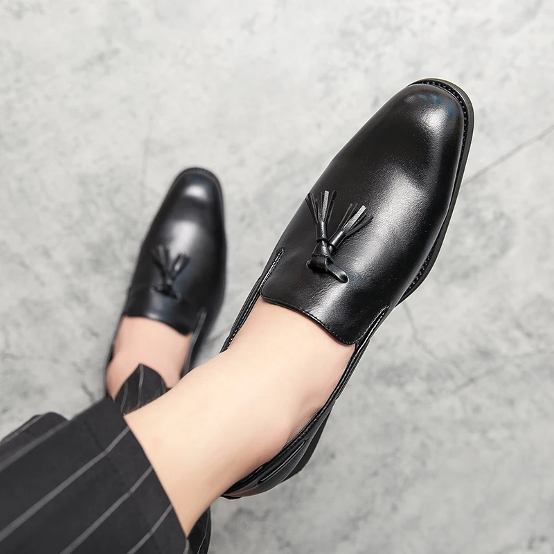men Dress Shoes tassel Leather Luxury Fashion Groom Wedding Men slip on italian style big size 48 | Обувь