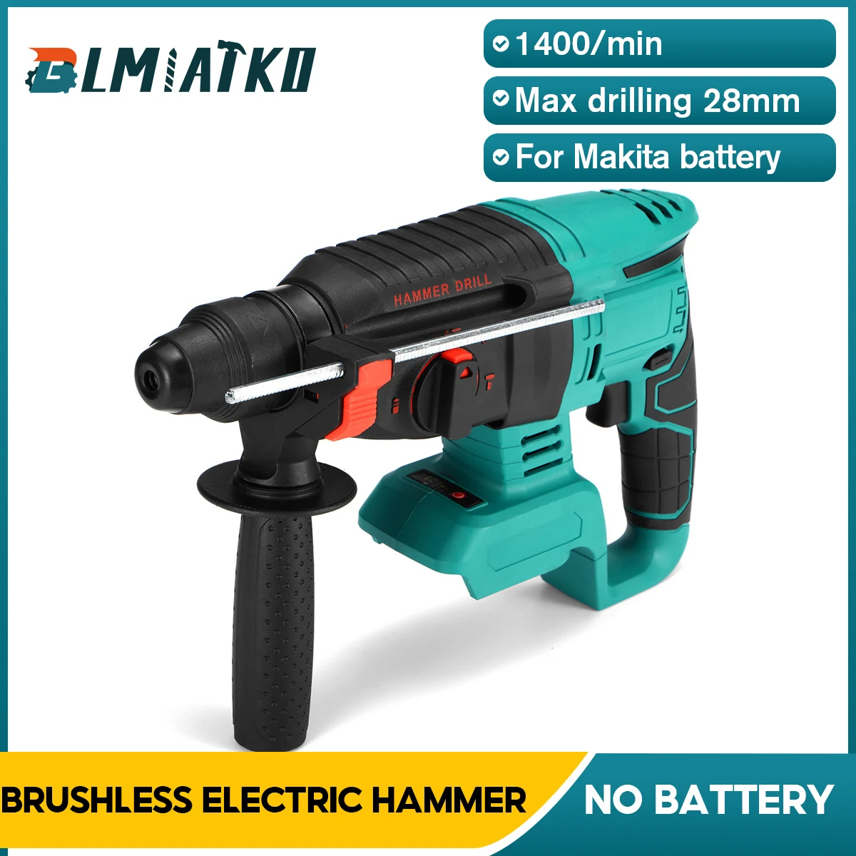 

10000bpm rechargeable brushless cordless rotary hammer drill Impact Function electric Hammer impact drill For 18V Makita battery