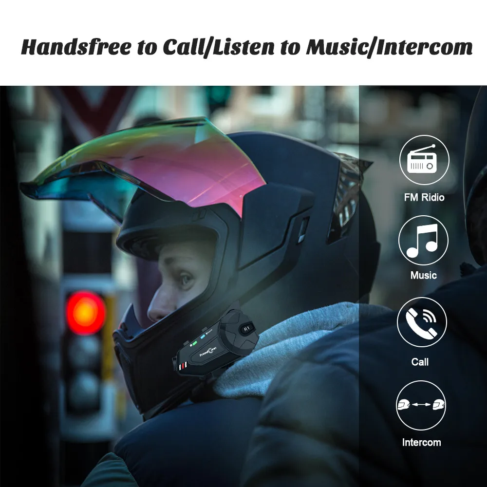Freedconn R1 Plus Video Intercom Motorcylce Helmet Bluetooth Headset WiFi 1080P Action Camera DVR 6 Riders Interphone FM Radio|Наушники