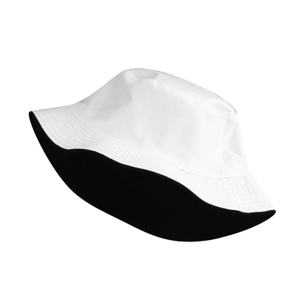

1pc Double-sided Wearing Cap Visor Solid Color Bucket Hat Men And Women Cotton Flat Sun Hat Reversible Fisherman Hat Bucket Cap