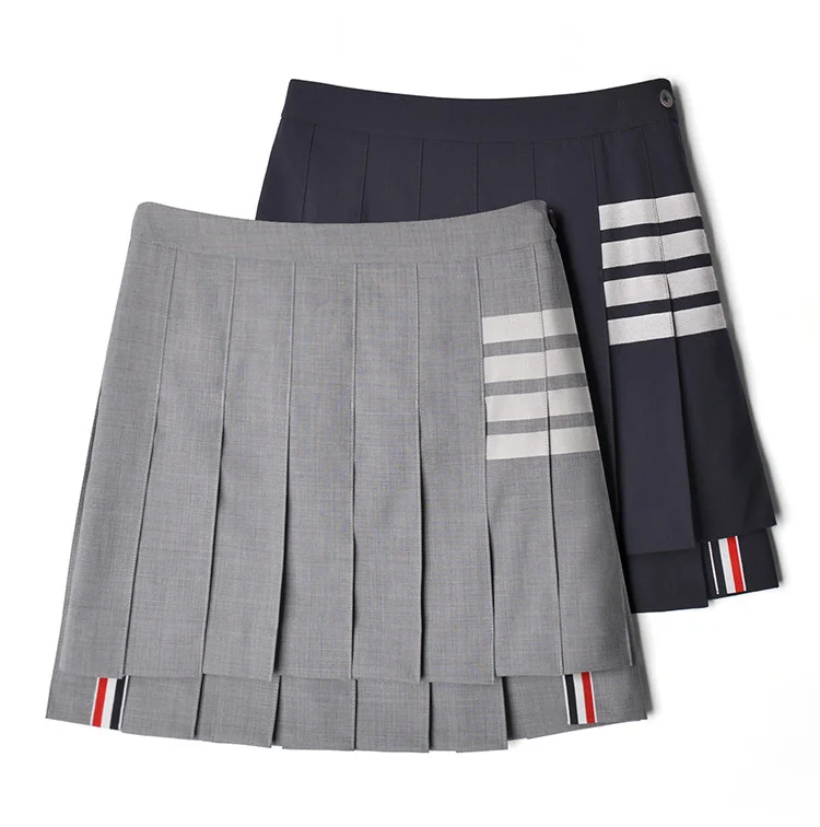 

Женская короткая плиссированная юбка в полоску, из 2021 шерсти