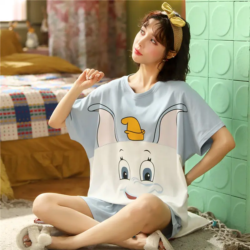 Pajamas Female Summer Cotton Short-sleeved Shorts Summer Korean Version of The Student Thin Section Cute Fresh Home Wear TwoSets