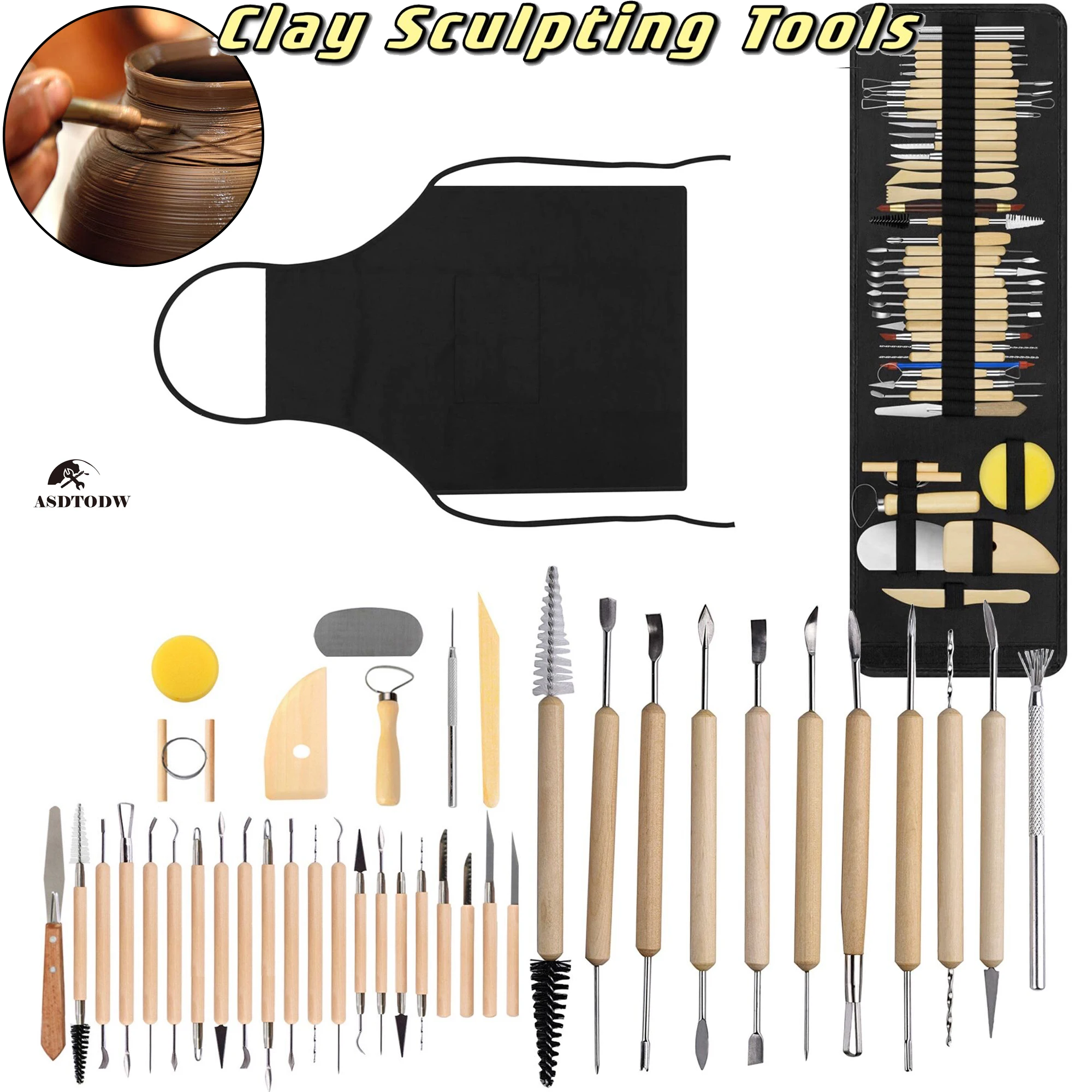 

11-43 pcs Smoothing Wax Carving Pottery Ceramic Tools Clay Sculpting Kit Sculpt Artist Apron Cloth Polymer Shapers Modeling