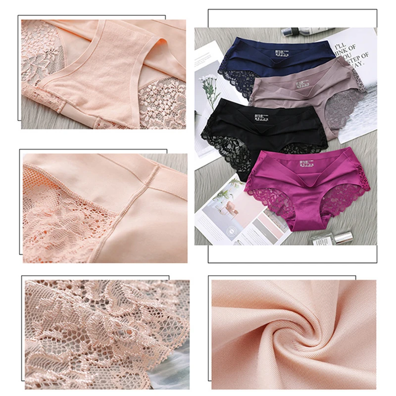 Оптовая продажа 3 шт./лот женские кружевные трусики Бесшовные дышащие полые трусы