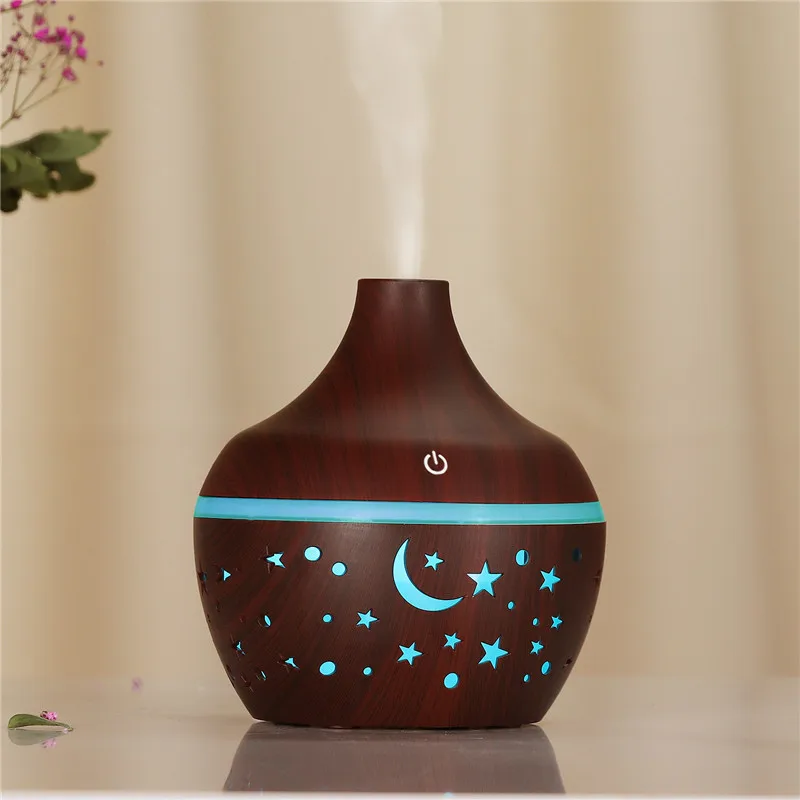 

300ml Humidifier Aroma Essential Oil Diffuser Ultrasonic Wood Grain Air Humidifier USB Mini Mist Maker
