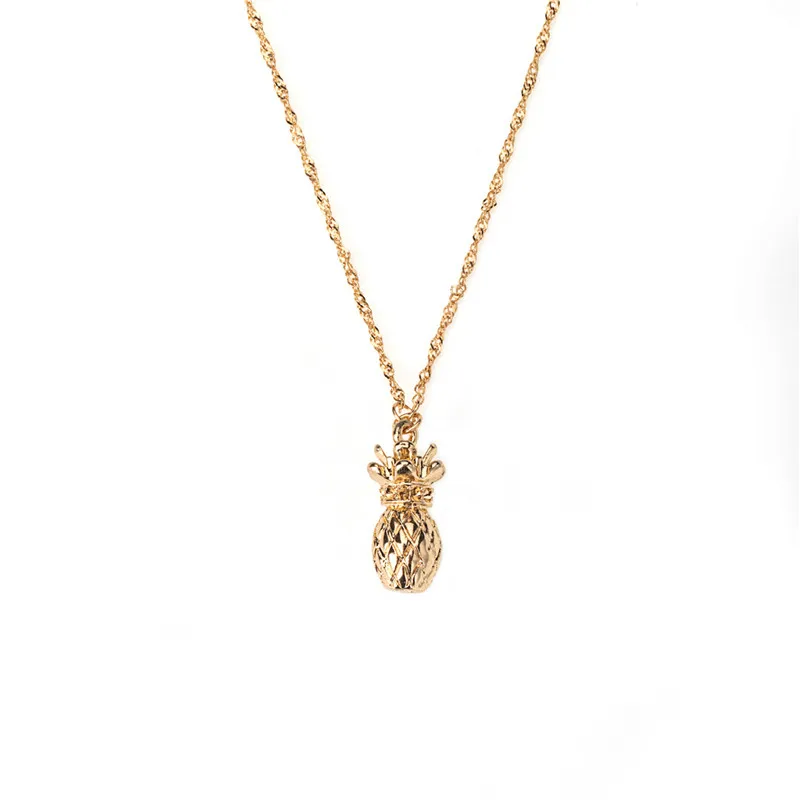 

Hawaiian Goldtone Pineapple Necklace for Women 3D Pineapple Pendant (s) Necklace Tropical Fruit Jewelry Teacher Gift Pineapple