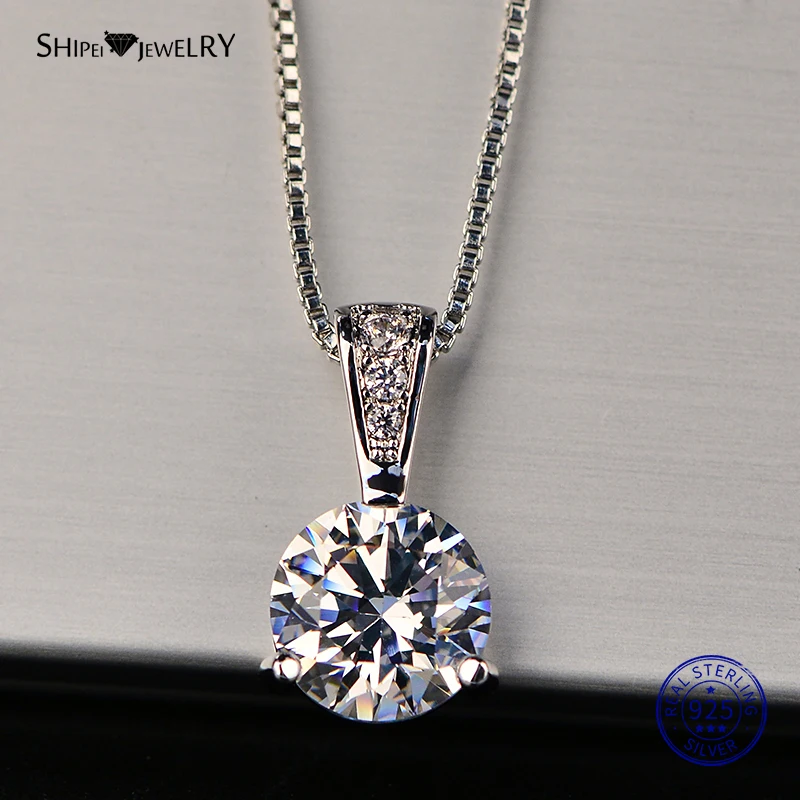 Shipei, 925 пробы, серебряное ожерелье для женщин, хорошее ювелирное изделие, сердце и стрелы, создан Муассанит, кулон, ожерелье, подарок на день рождения