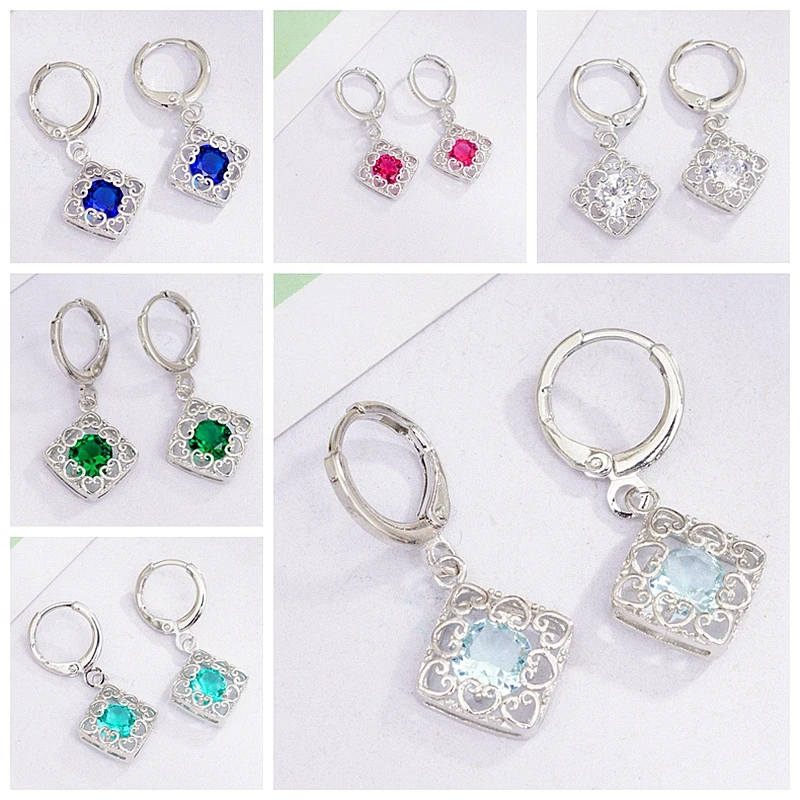 Оптовая продажа серьги в ретро стиле висячие с кристаллами CZ квадратные