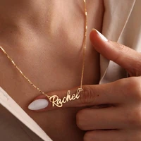 custom name necklace for women stainless steel gold box chain personalized engrave nameplate choker necklace jewelry party gifts