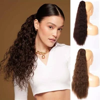 long taco wavy drawstring ponytail synthetic high fluffy ponytail hair piece with comb clip wave ponytail clip hair extension