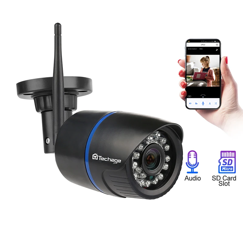 1080P 2MP Беспроводная ip-камера IR ночного видения аудио запись P2P onvif-видео Wi-Fi камера системы безопасности наружного видеонаблюдения TF карта
