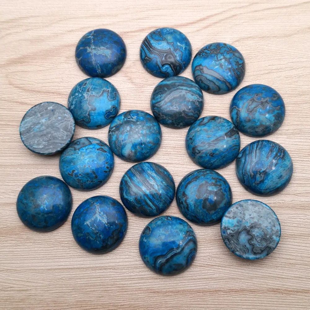 10pcs blue agates 25MM round Cabochon Natural Stone Beads for DIY Jewelry Making Necklace Good quality ring Earrings no hole | Украшения и