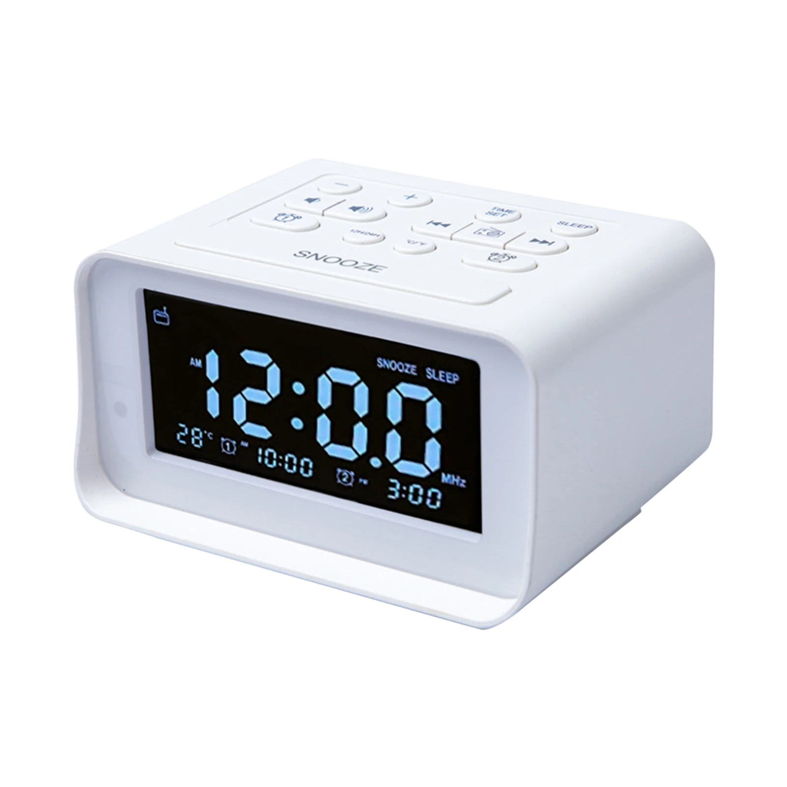 

Home With Temperature LCD Display Multifunctional Backlight Bedroom Bedside Dual Setting Decorative Alarm Clock Snooze FM Radios