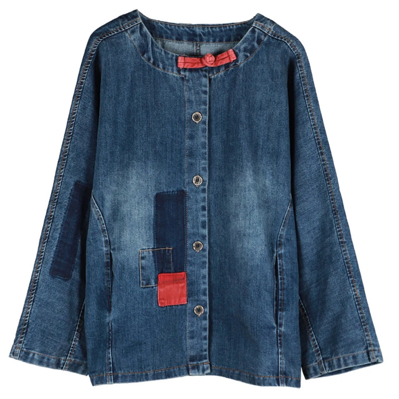 

Masss Wasss 2021 Spring Fashion Style Womens Vintage Bleached Denim Jackets Ladies Casual Loose Coats Female Patchwork Clothes